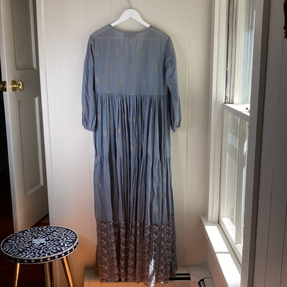 AUROBELLE IBIZA block print maxi dress with lace S/M new - Picture 7 of 12